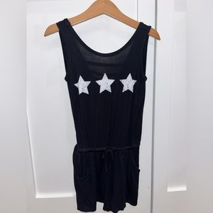 Pixie Lane black romper with three white stars